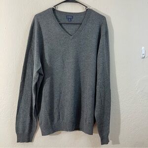 J. Crew Merino Wool Blend V-Neck Long Sleeve Sweater Size XL Gray Lightweight